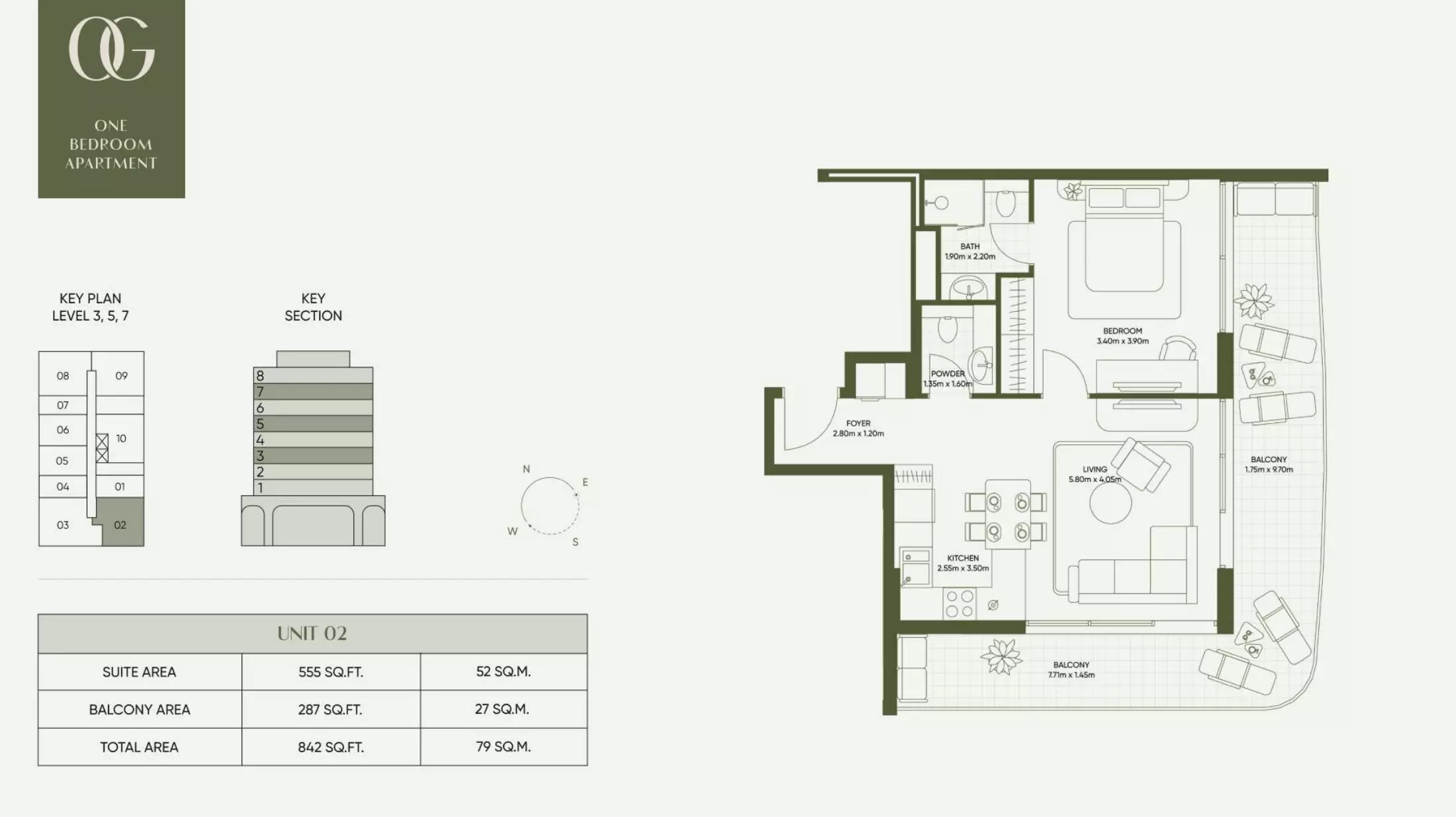 typeSize floor plan for Olivia Gardens Residence