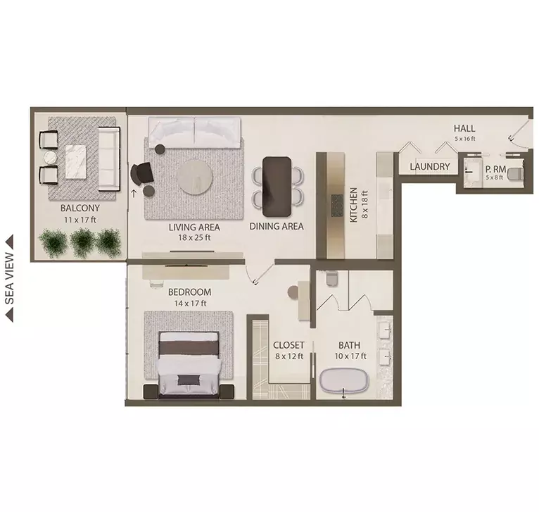 typeSize floor plan for Omoria Resort Residences