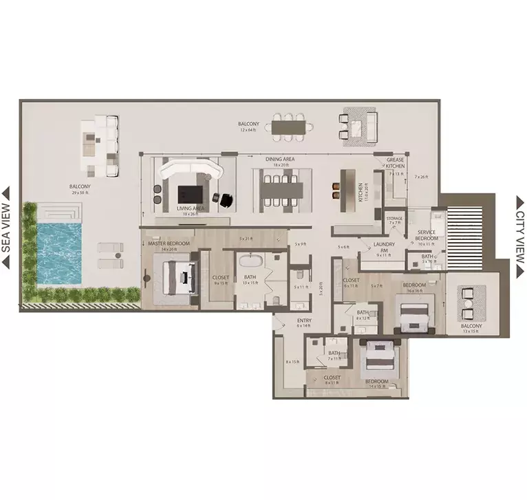 typeSize floor plan for Omoria Resort Residences