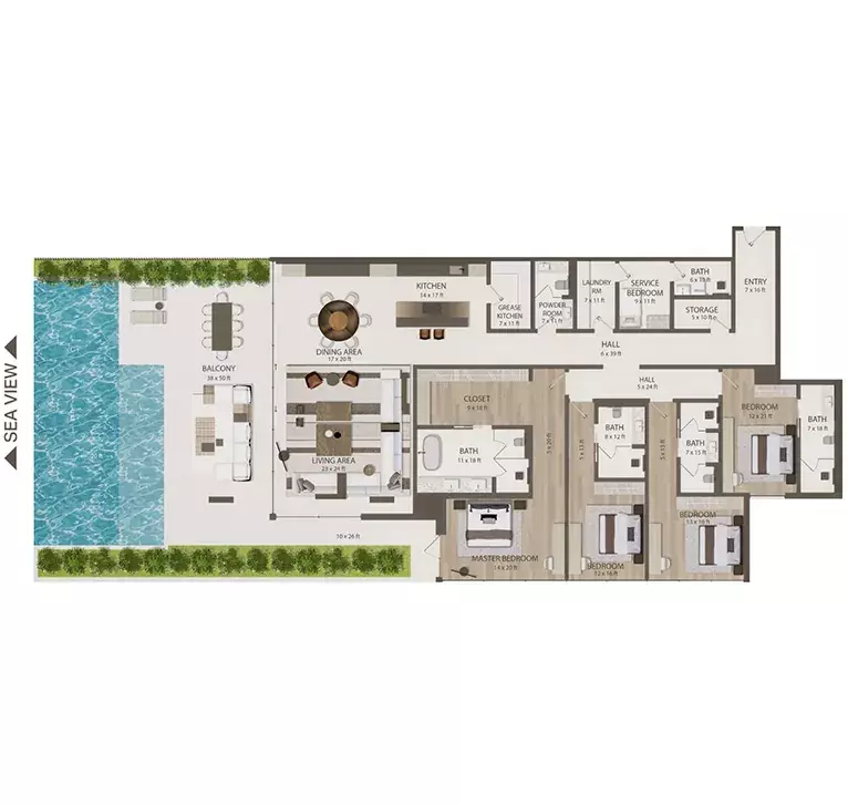 typeSize floor plan for Omoria Resort Residences
