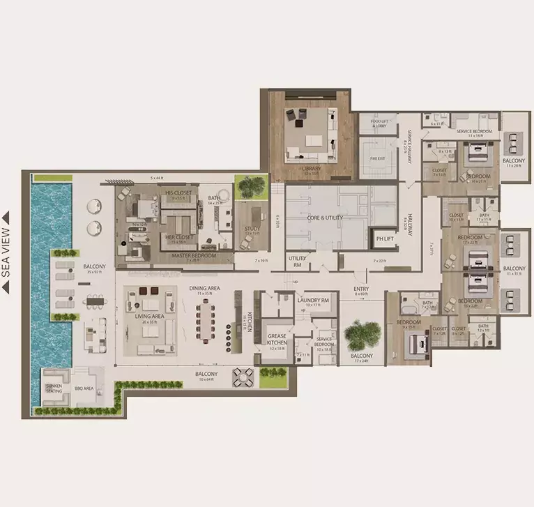 typeSize floor plan for Omoria Resort Residences
