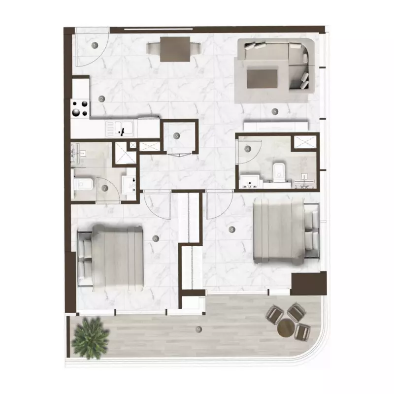 typeSize floor plan for Onda By Kasco