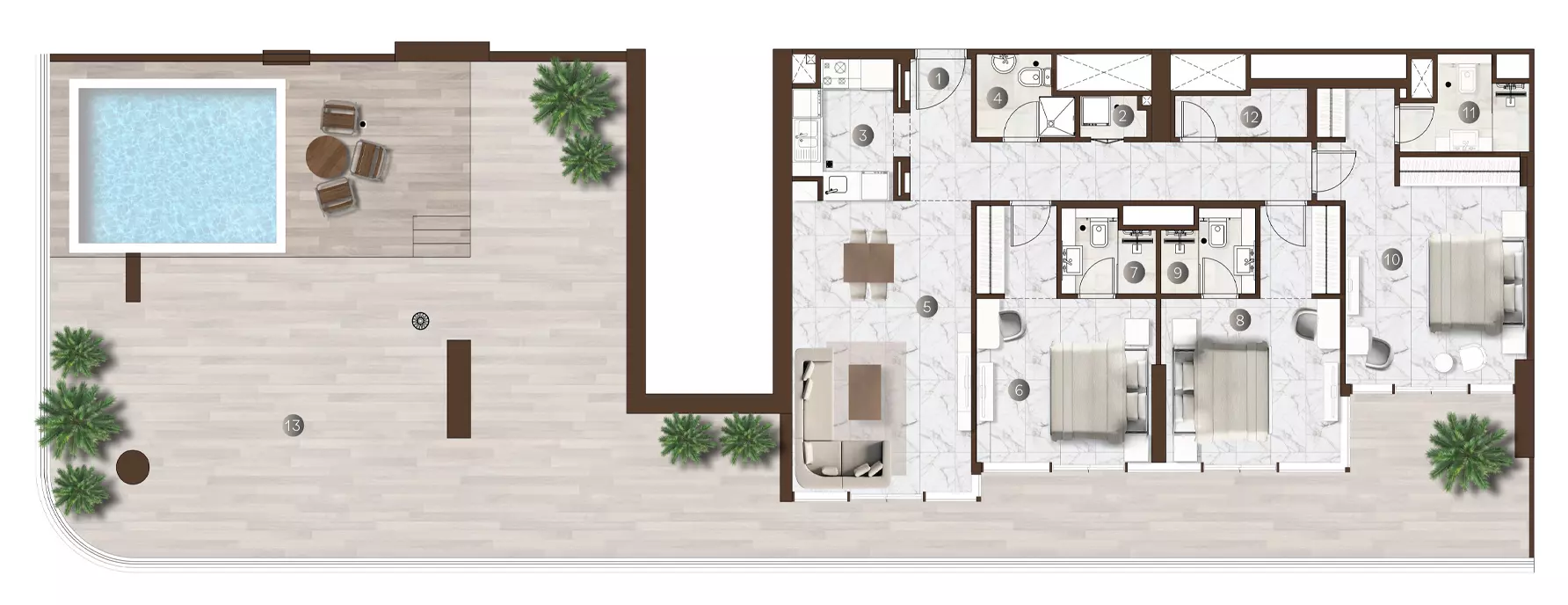 typeSize floor plan for Onda By Kasco