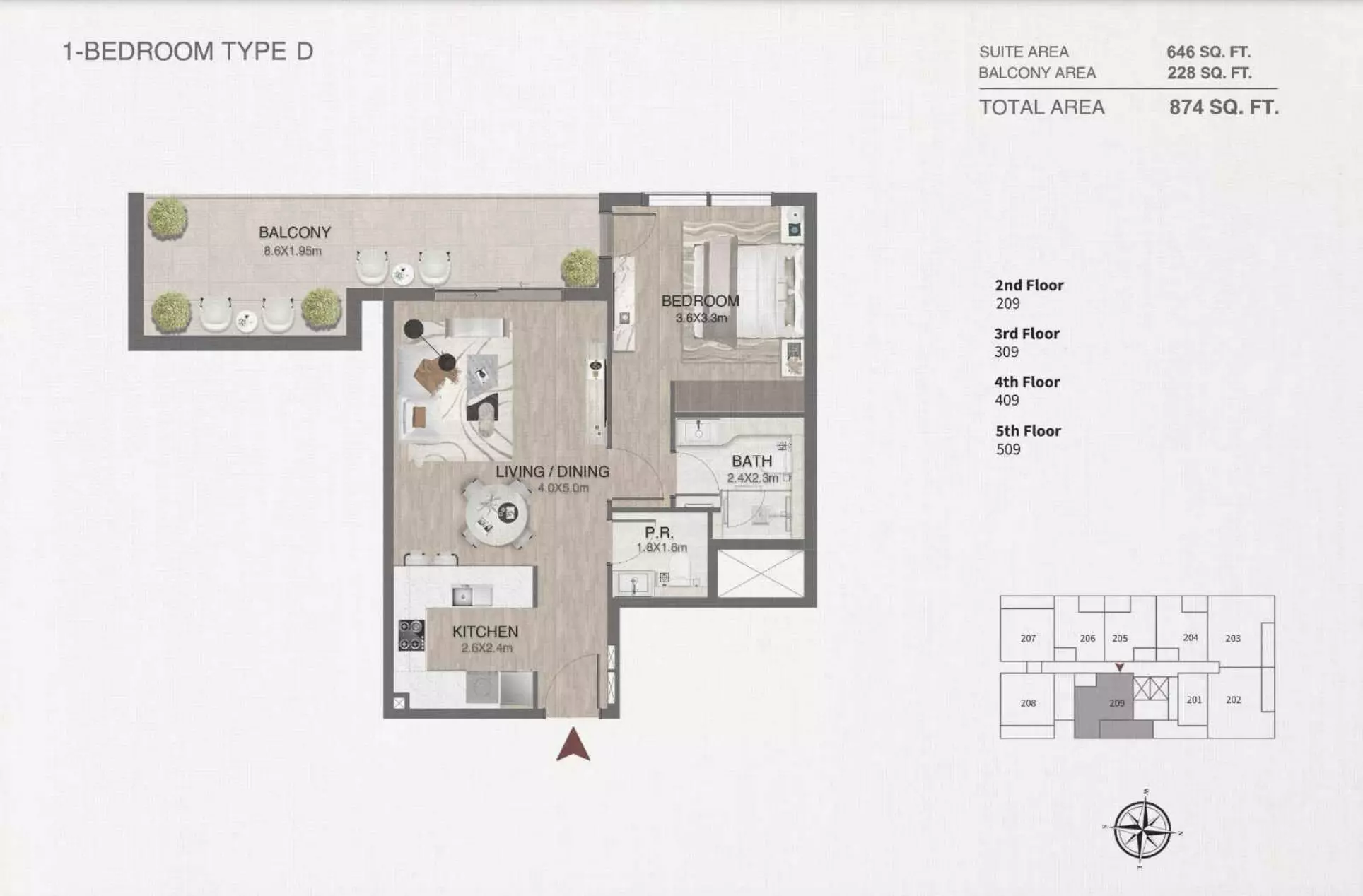 typeSize floor plan for One By Nine