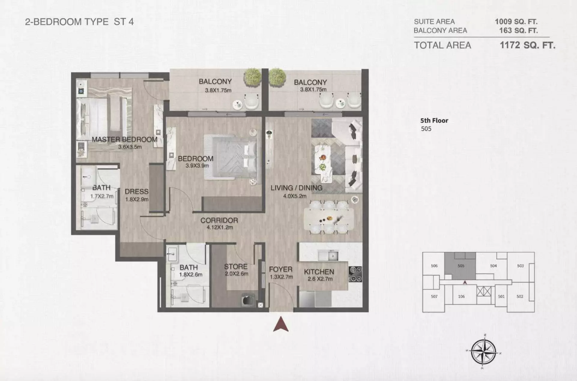 typeSize floor plan for One By Nine