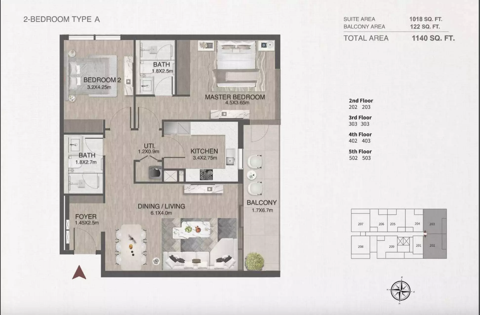 typeSize floor plan for One By Nine