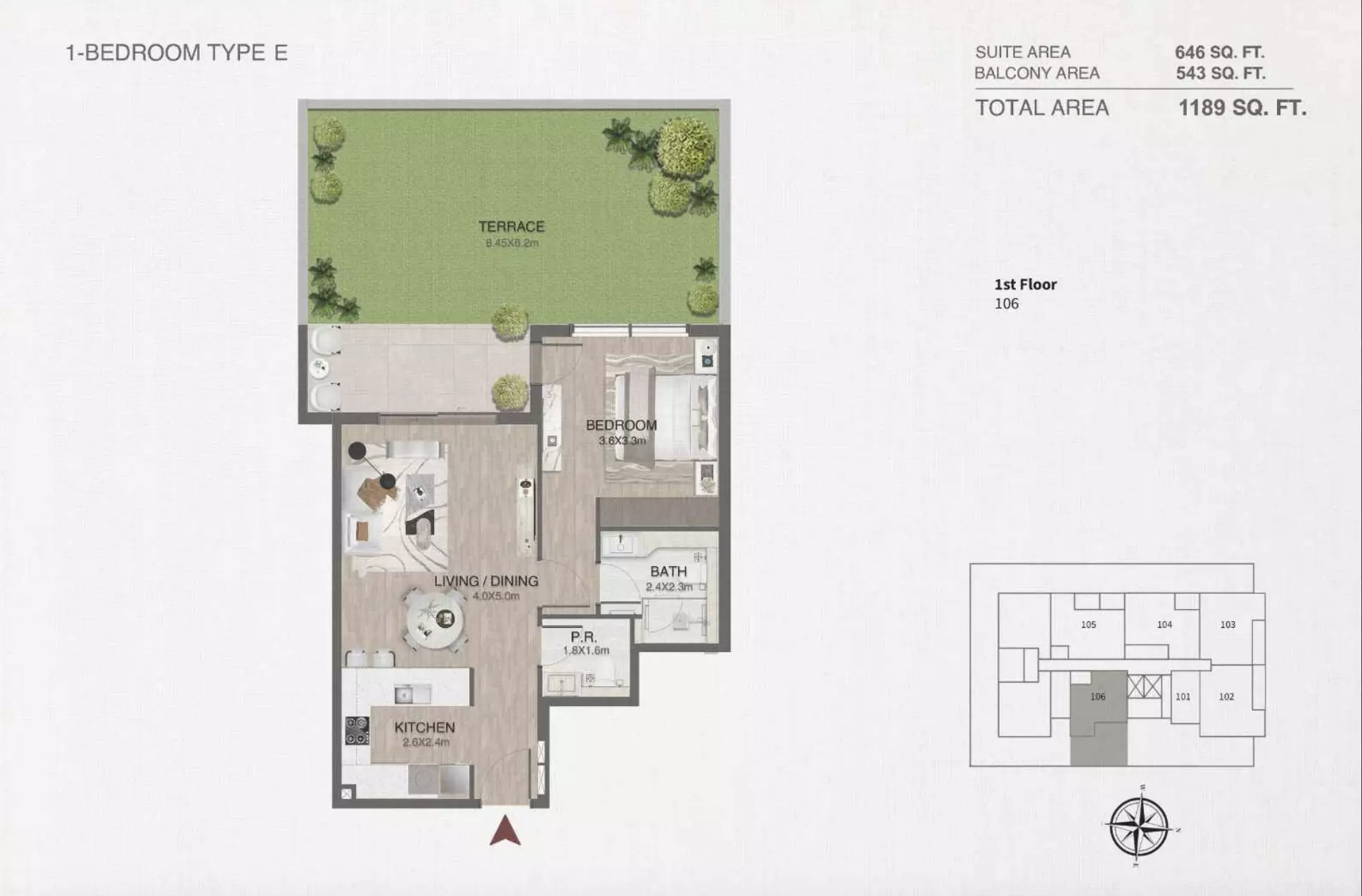 typeSize floor plan for One By Nine