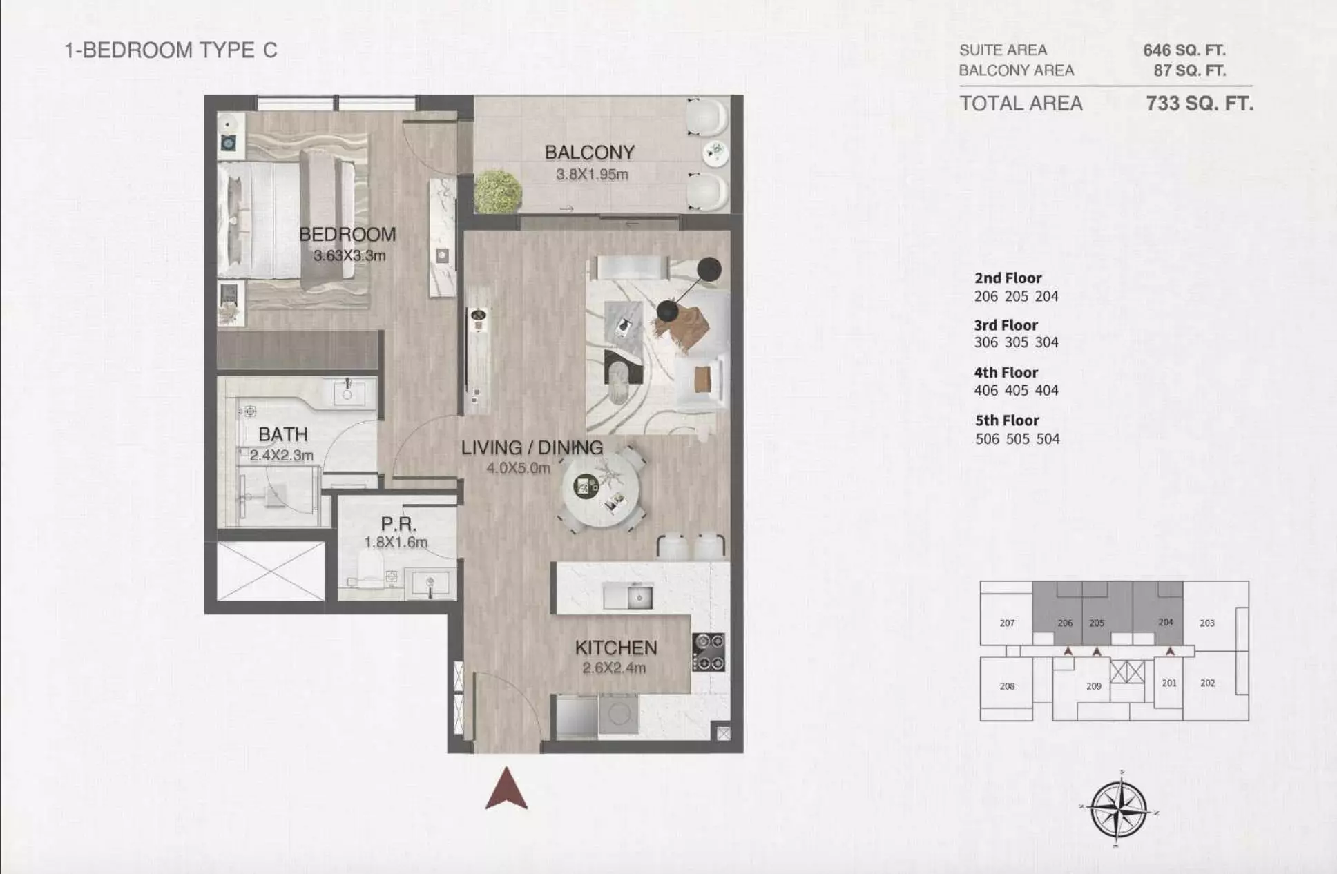 typeSize floor plan for One By Nine