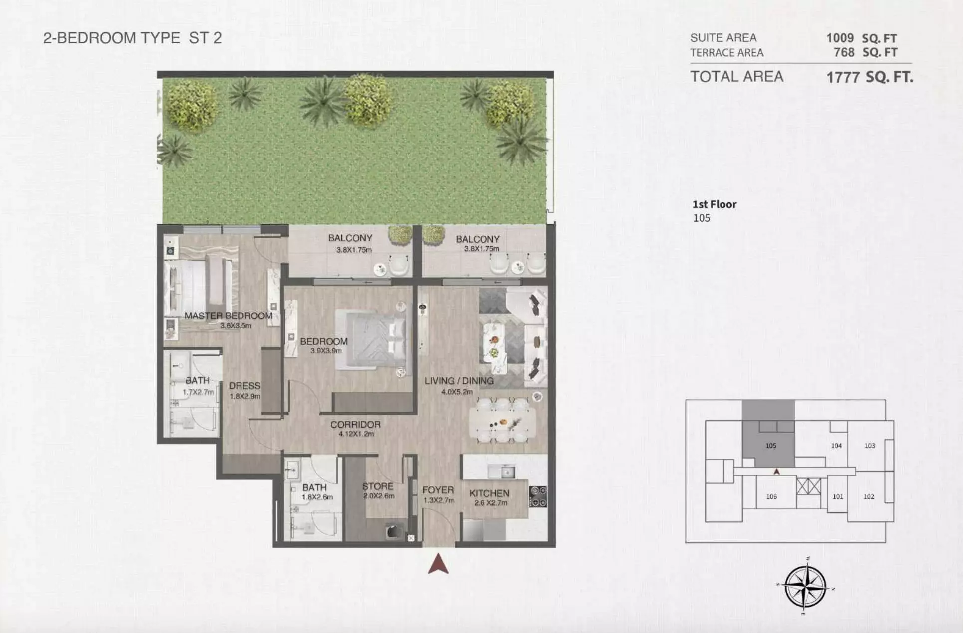 typeSize floor plan for One By Nine
