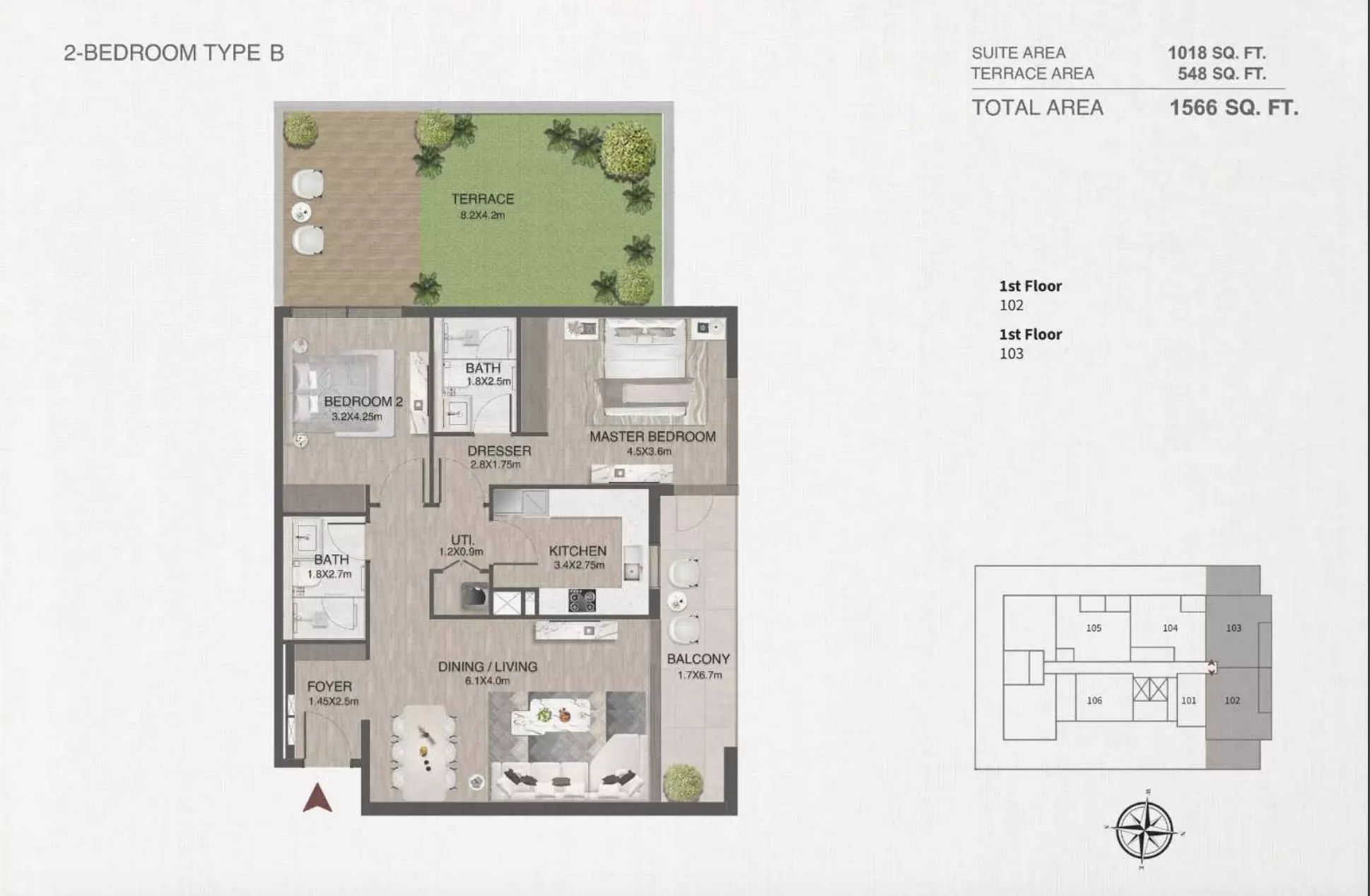 typeSize floor plan for One By Nine