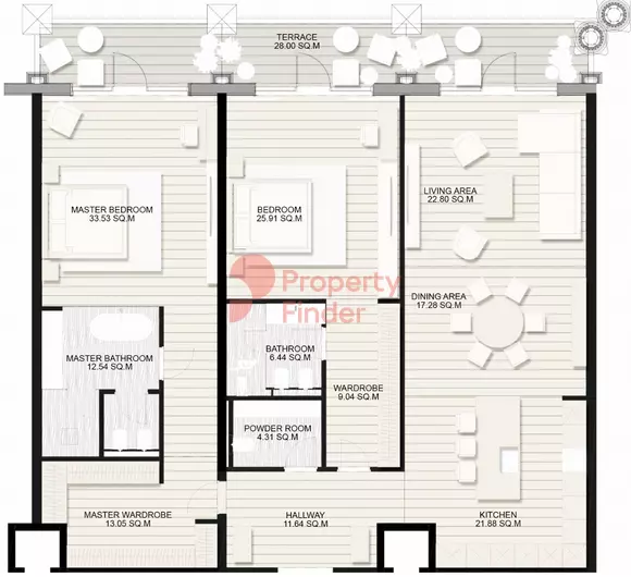typeSize floor plan for Raffles Residences & Penthouses