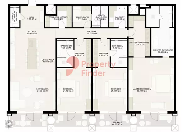 typeSize floor plan for Raffles Residences & Penthouses