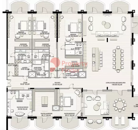 typeSize floor plan for Raffles Residences & Penthouses