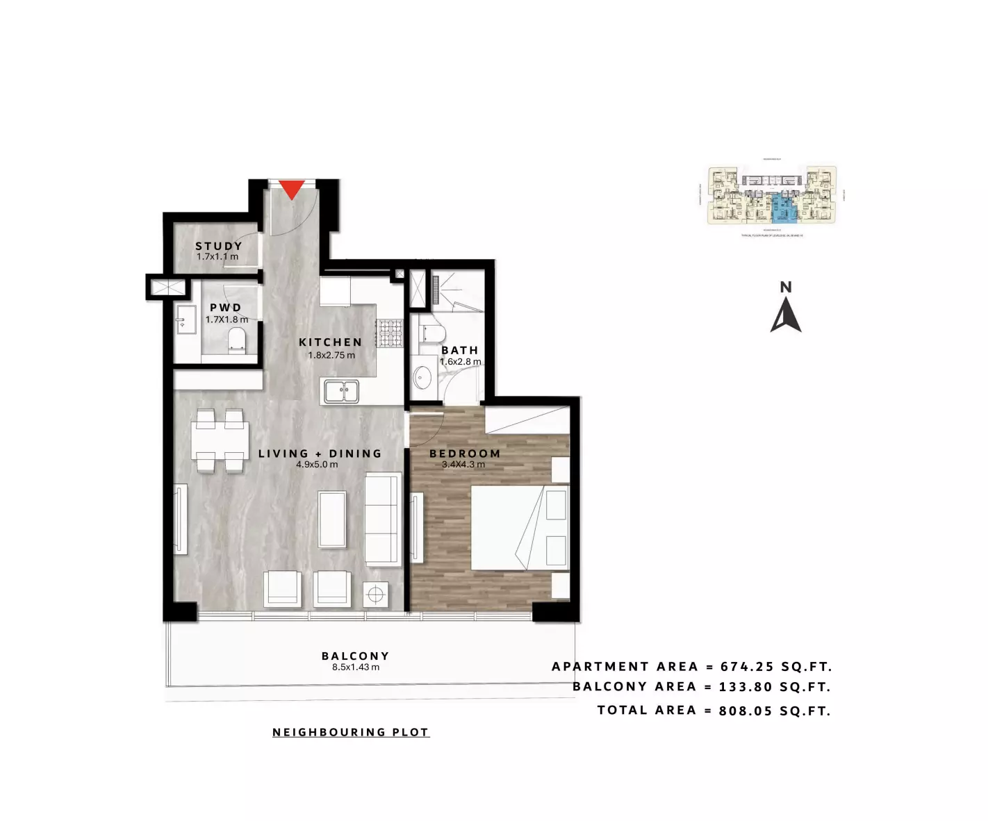 typeSize floor plan for Repose Residence