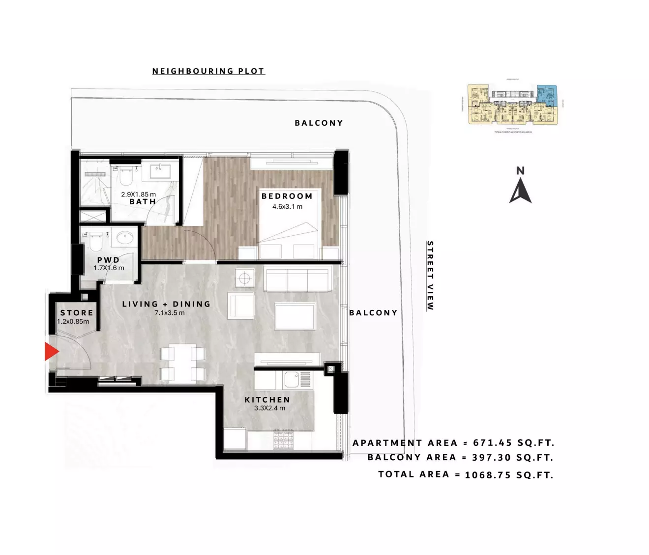 typeSize floor plan for Repose Residence