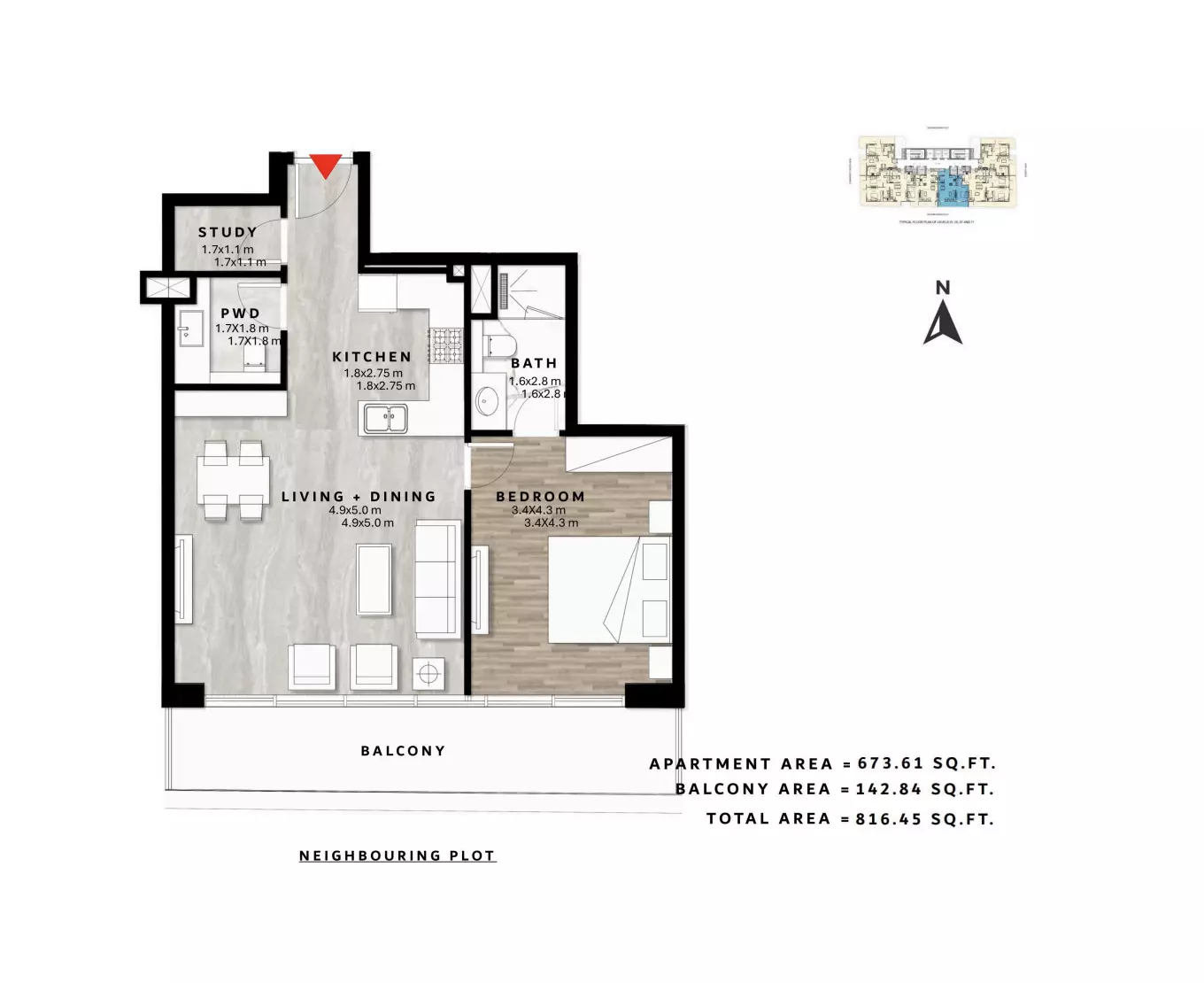 typeSize floor plan for Repose Residence