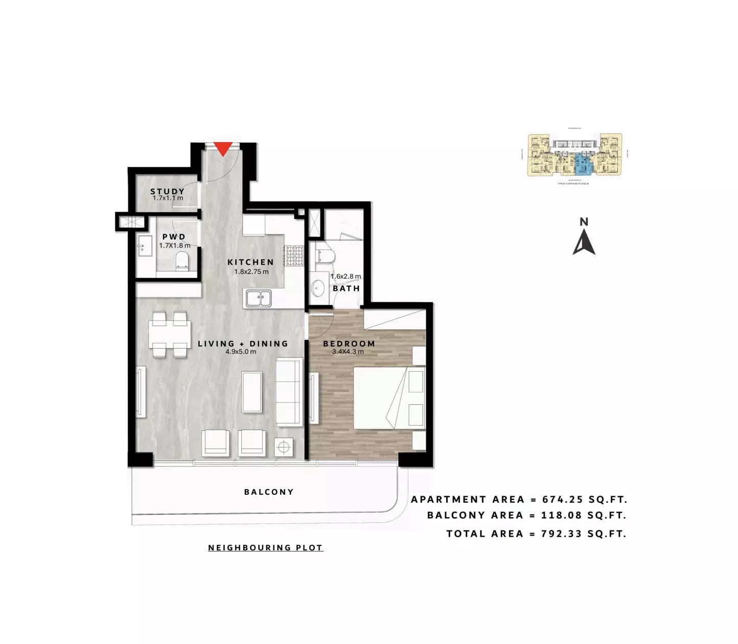 typeSize floor plan for Repose Residence