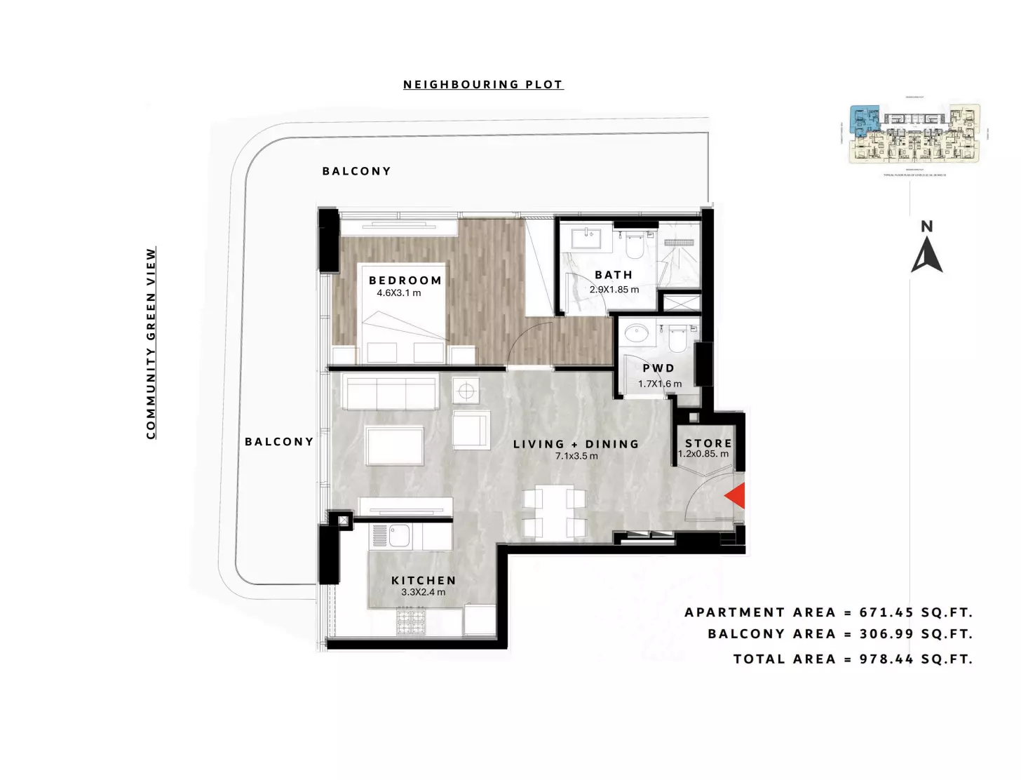 typeSize floor plan for Repose Residence