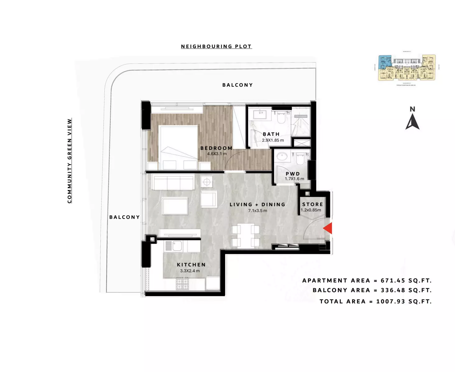 typeSize floor plan for Repose Residence