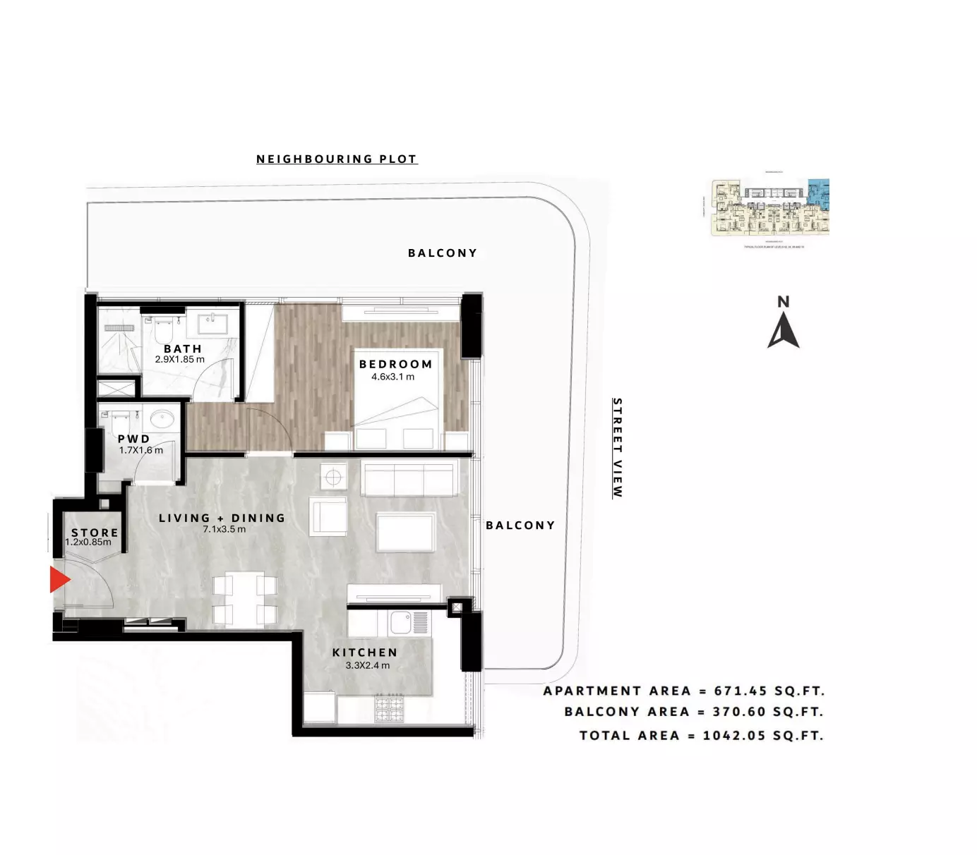 typeSize floor plan for Repose Residence