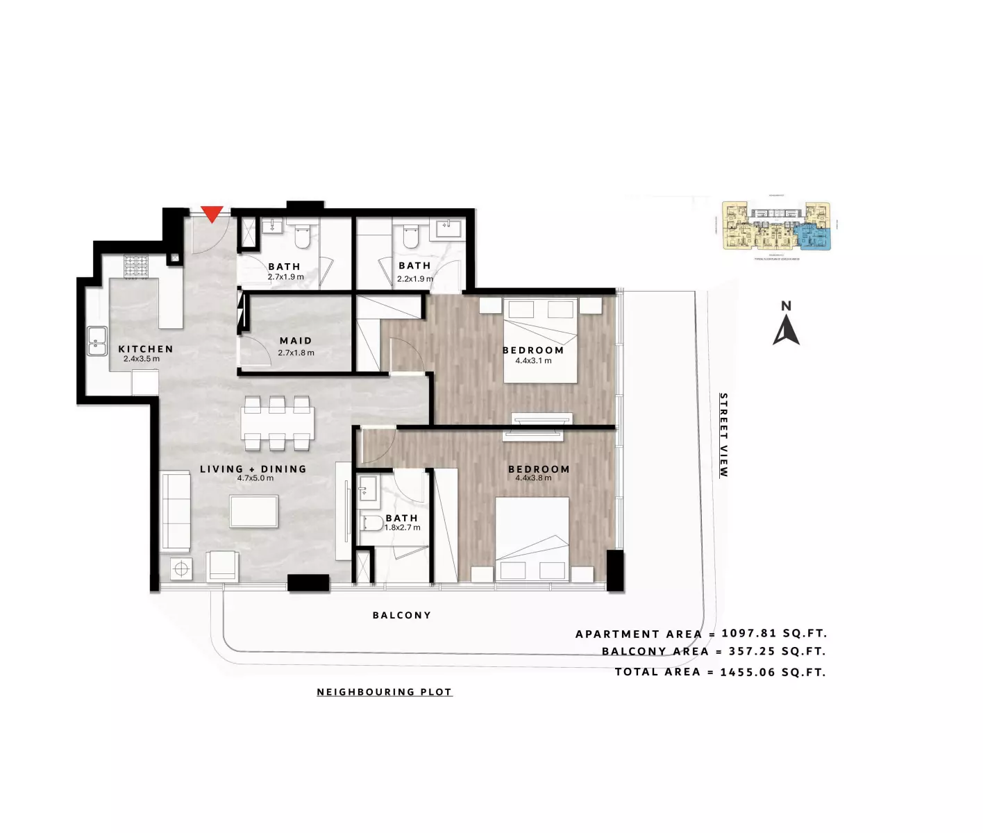 typeSize floor plan for Repose Residence