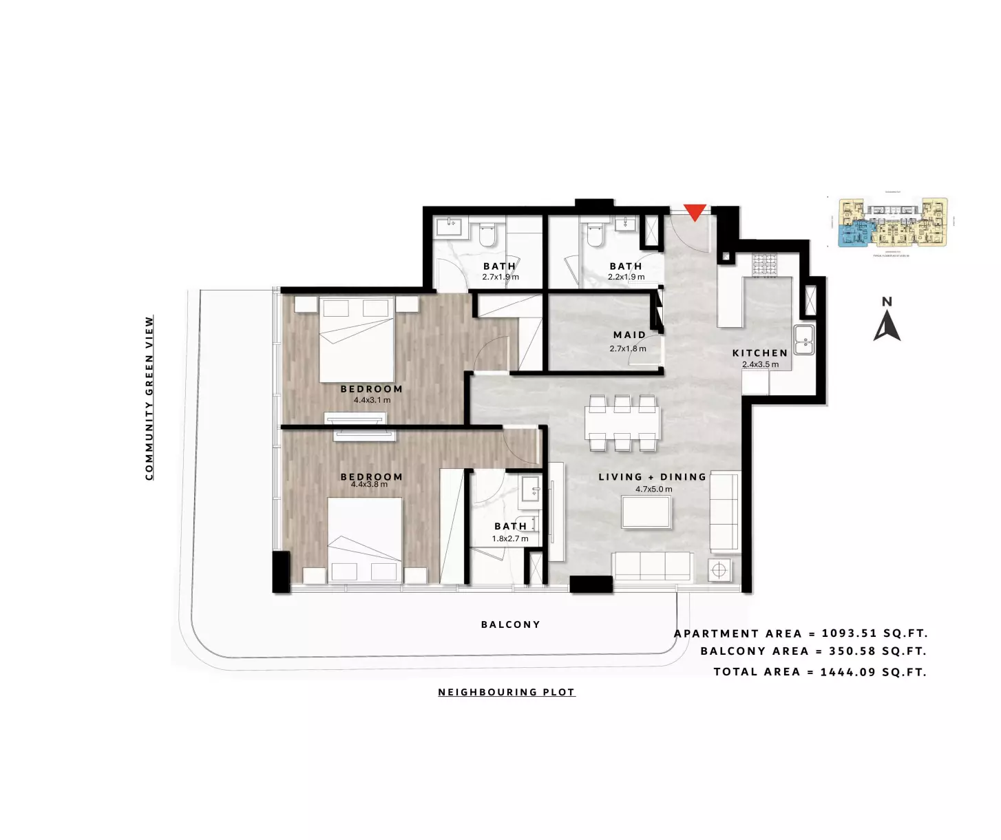 typeSize floor plan for Repose Residence