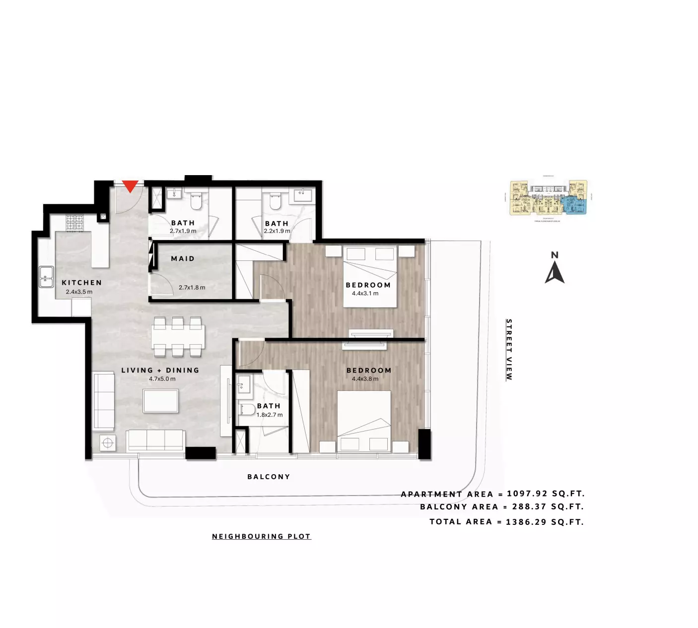 typeSize floor plan for Repose Residence