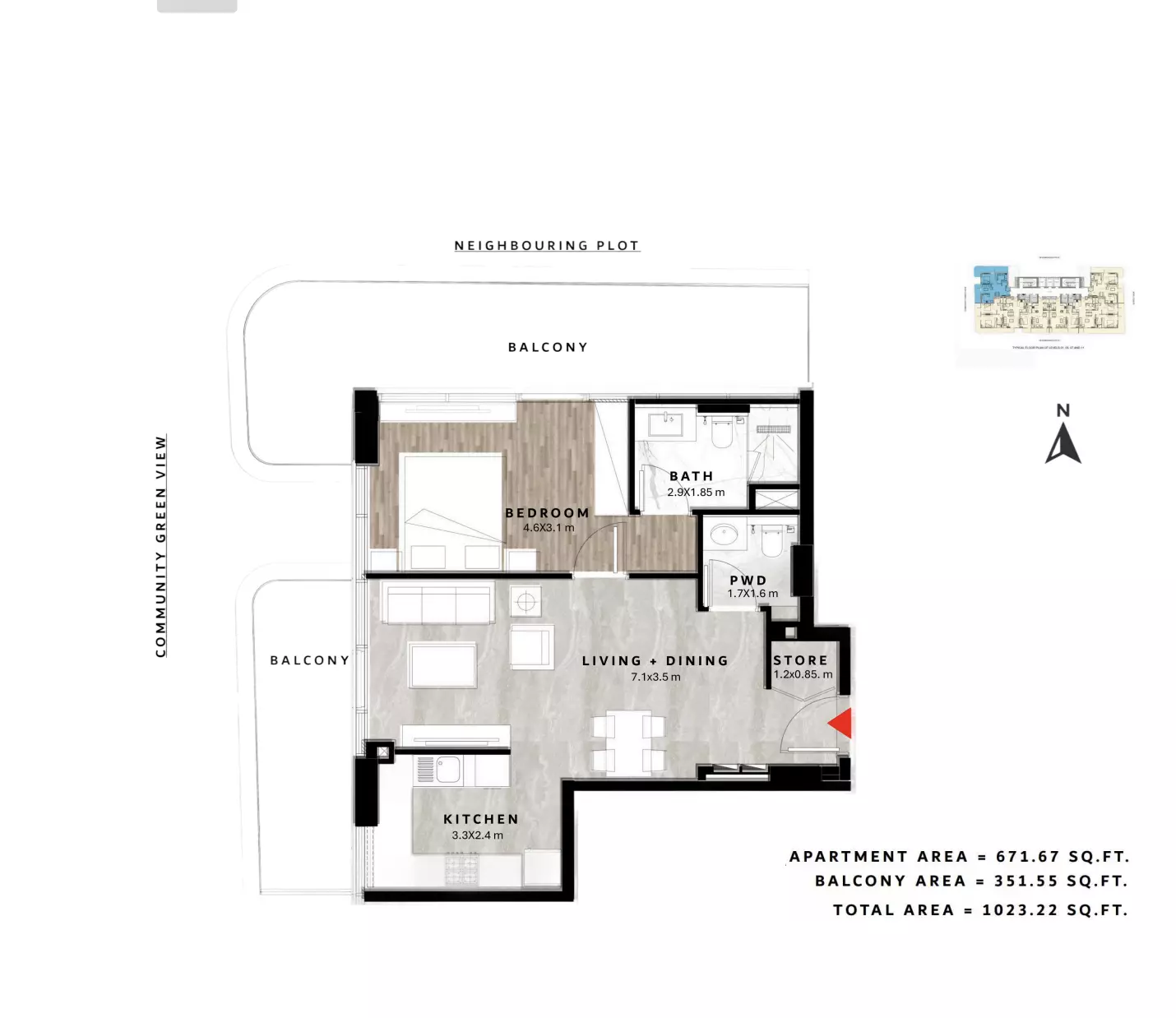 typeSize floor plan for Repose Residence