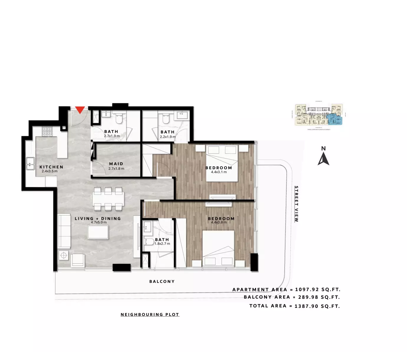 typeSize floor plan for Repose Residence