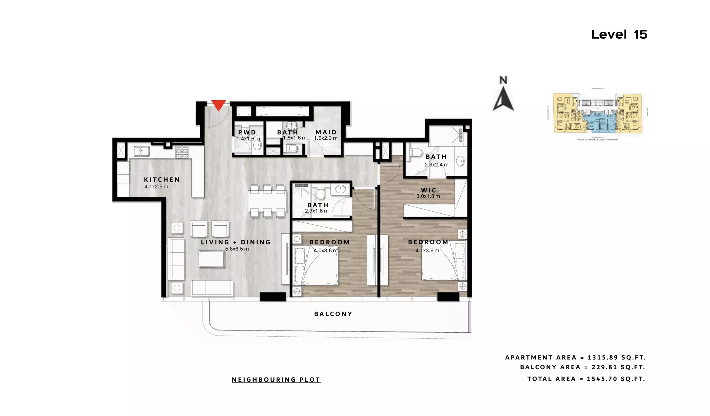 typeSize floor plan for Repose Residence