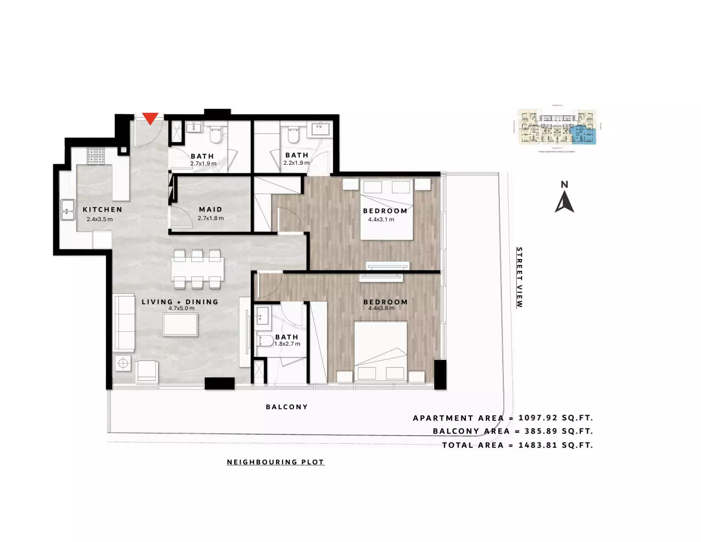 typeSize floor plan for Repose Residence