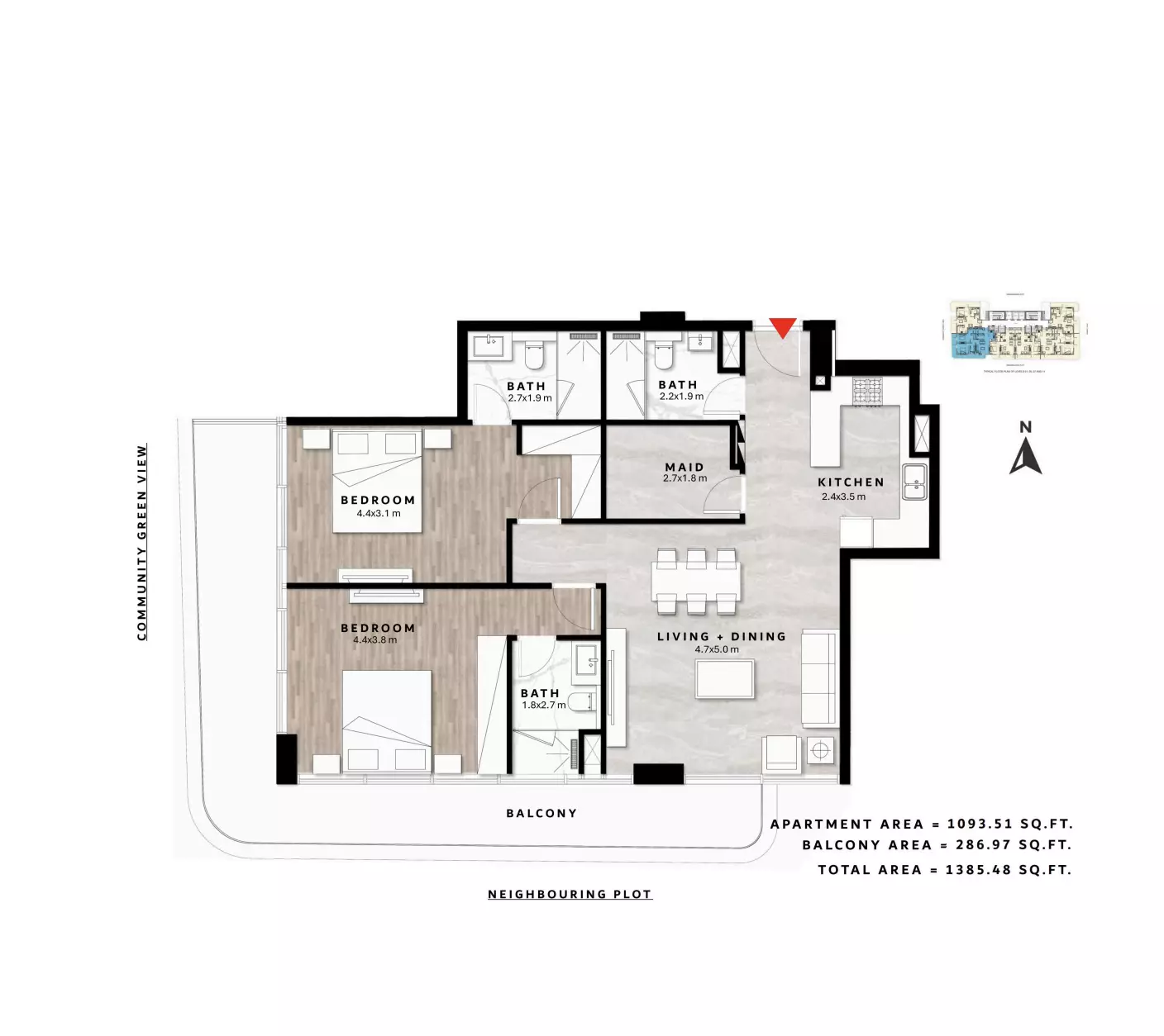 typeSize floor plan for Repose Residence