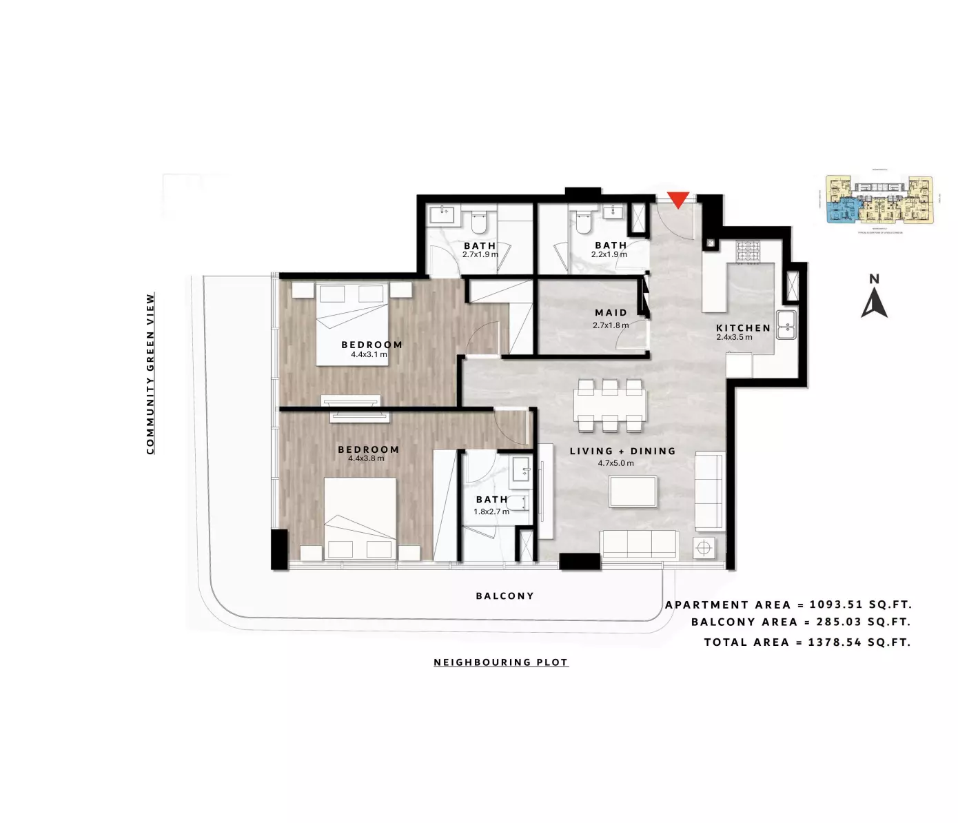 typeSize floor plan for Repose Residence