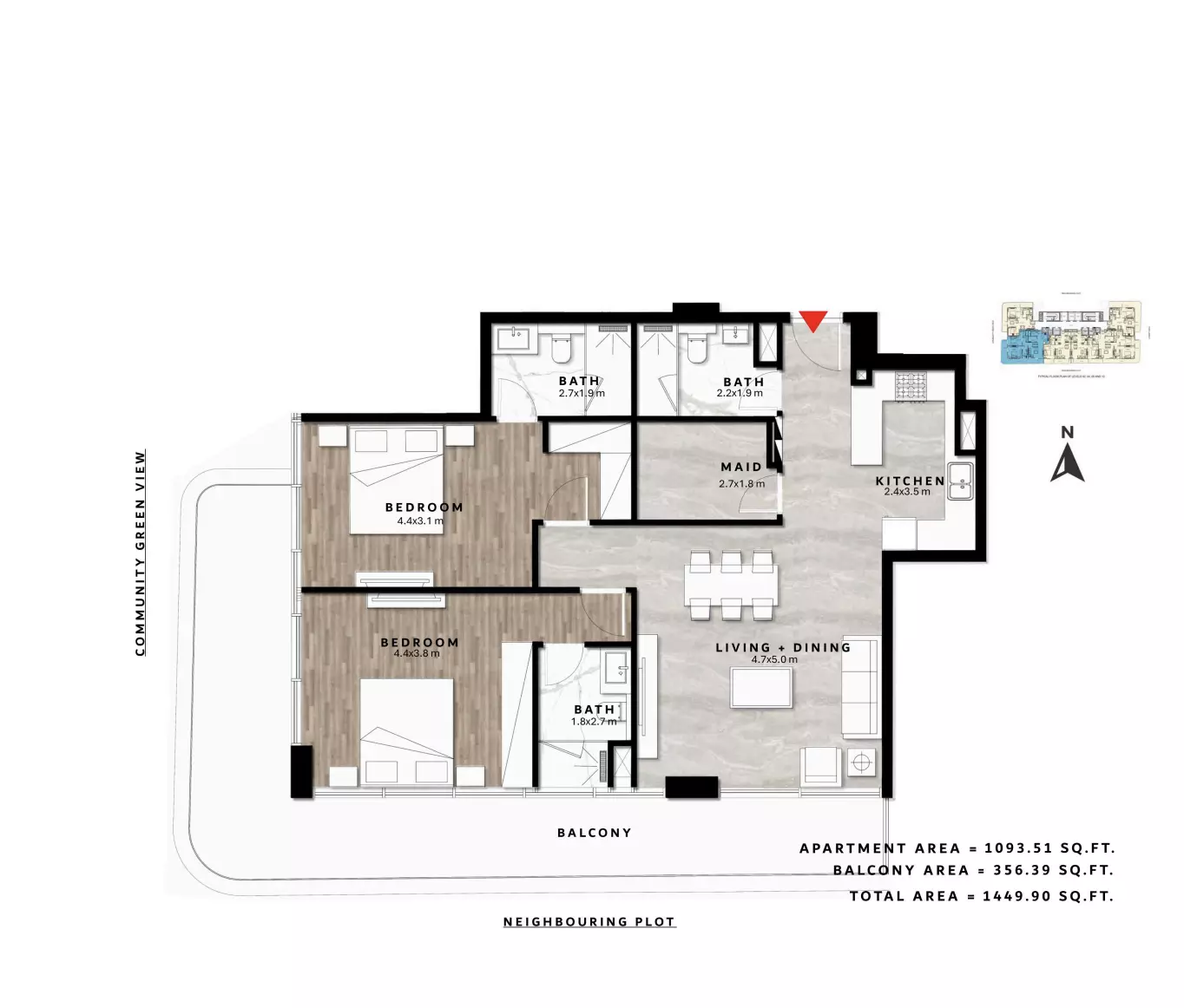 typeSize floor plan for Repose Residence