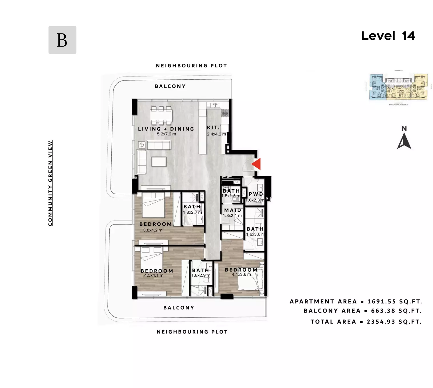 typeSize floor plan for Repose Residence