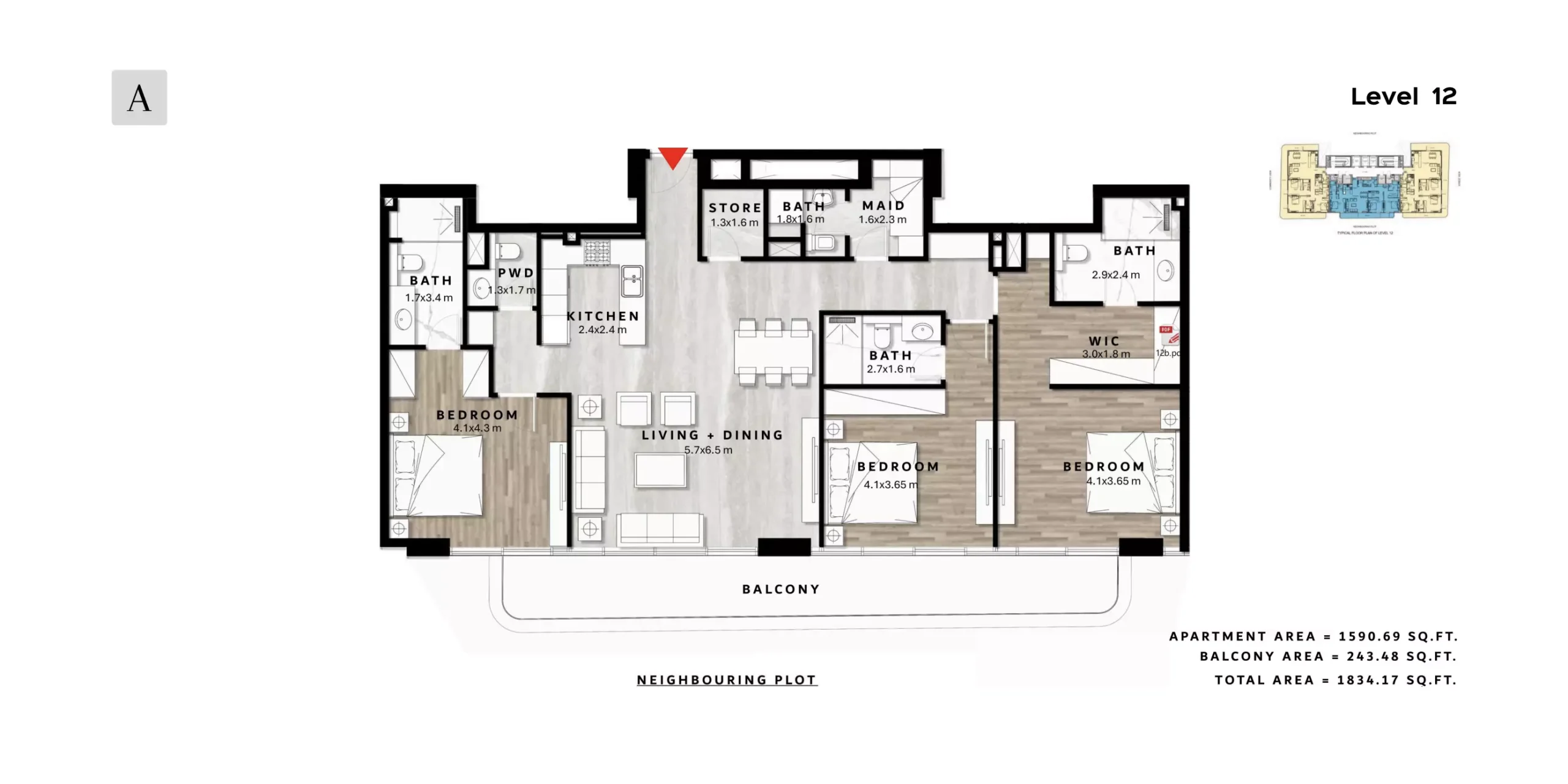 typeSize floor plan for Repose Residence