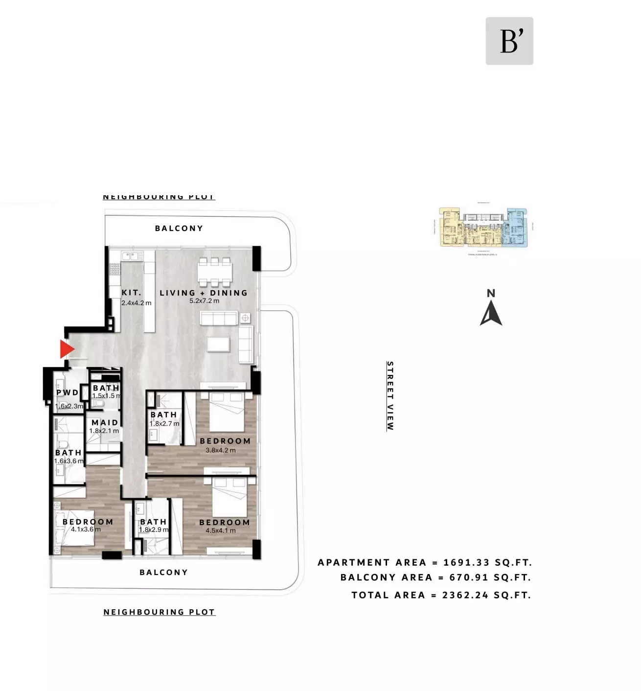 typeSize floor plan for Repose Residence