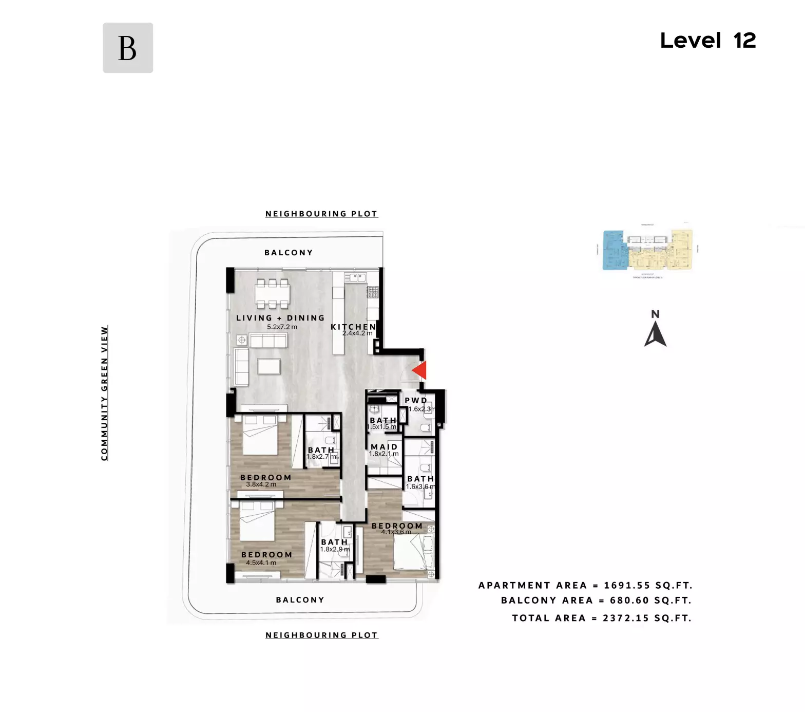 typeSize floor plan for Repose Residence