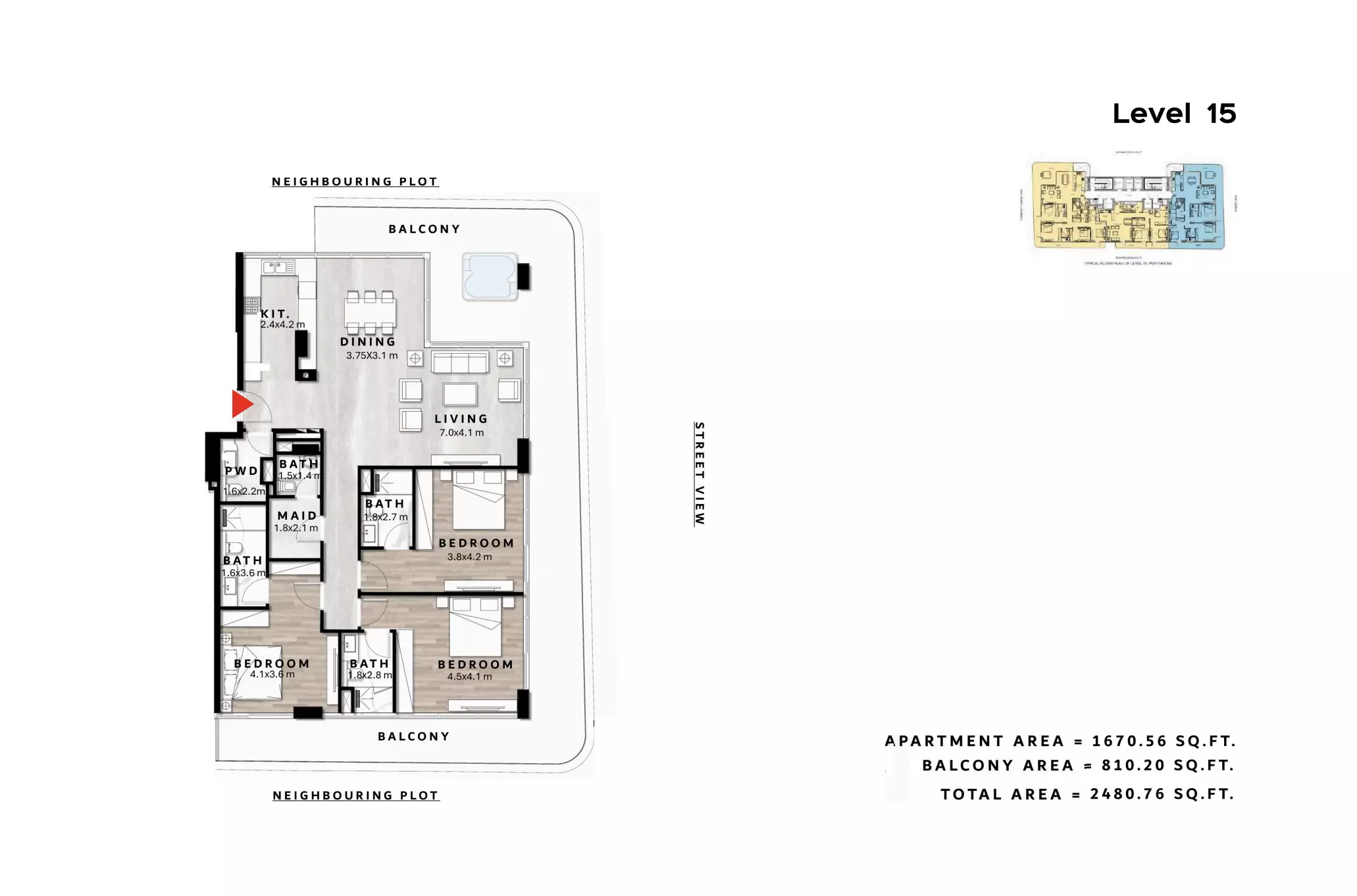 typeSize floor plan for Repose Residence