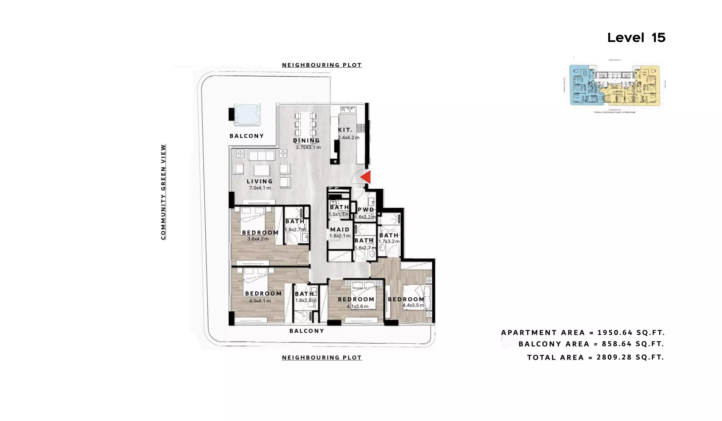 typeSize floor plan for Repose Residence