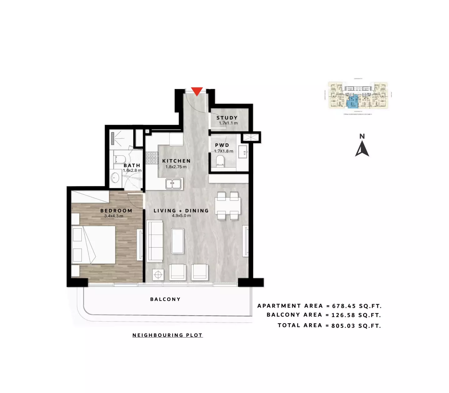 typeSize floor plan for Repose Residence