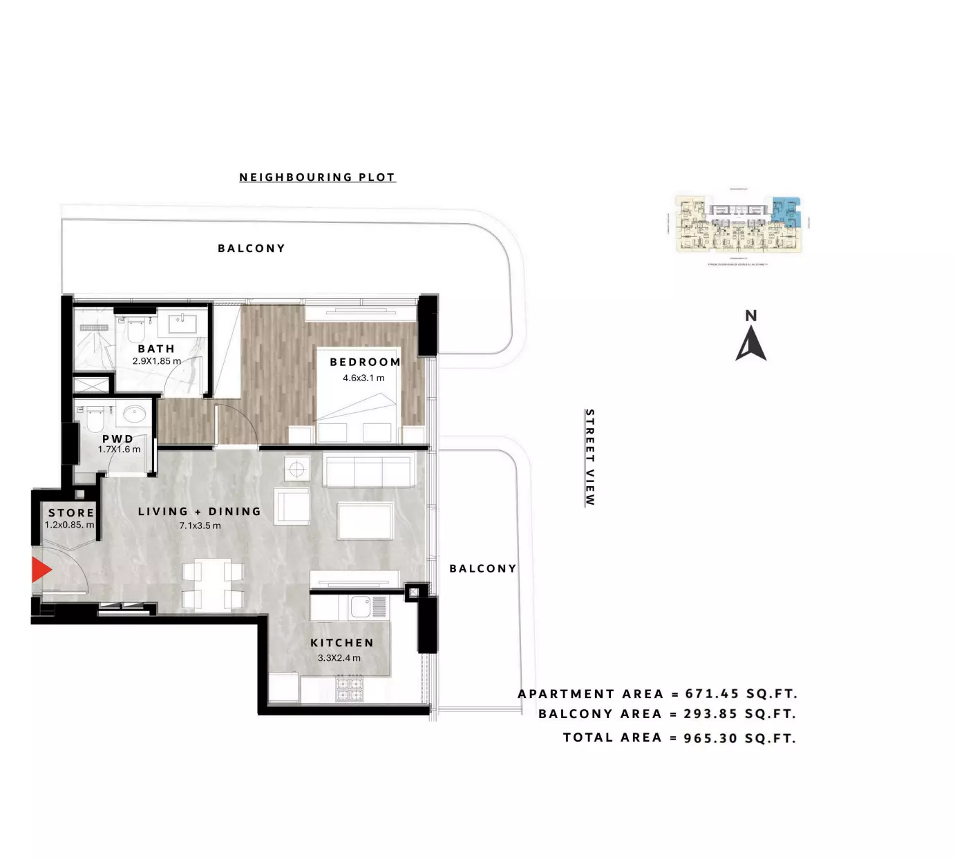typeSize floor plan for Repose Residence