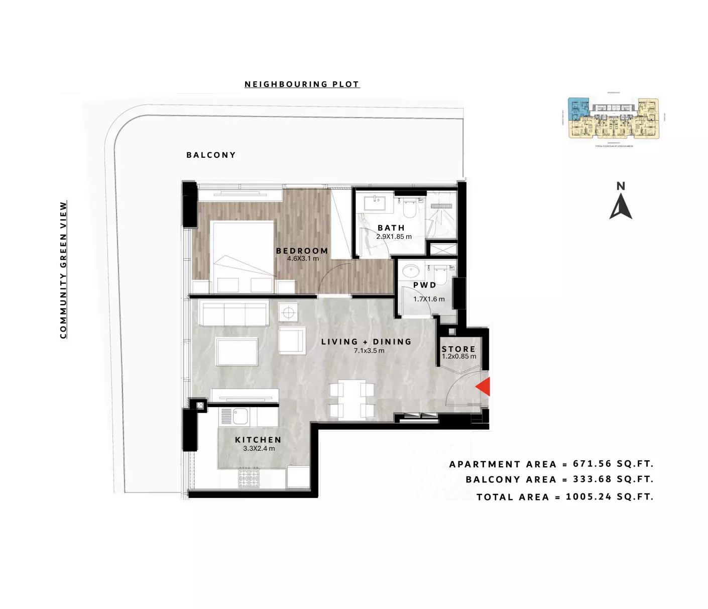 typeSize floor plan for Repose Residence