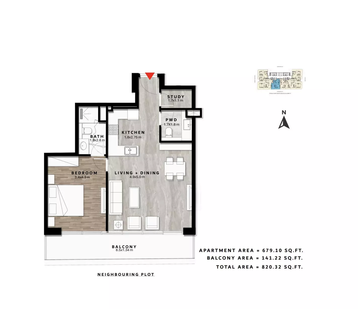 typeSize floor plan for Repose Residence