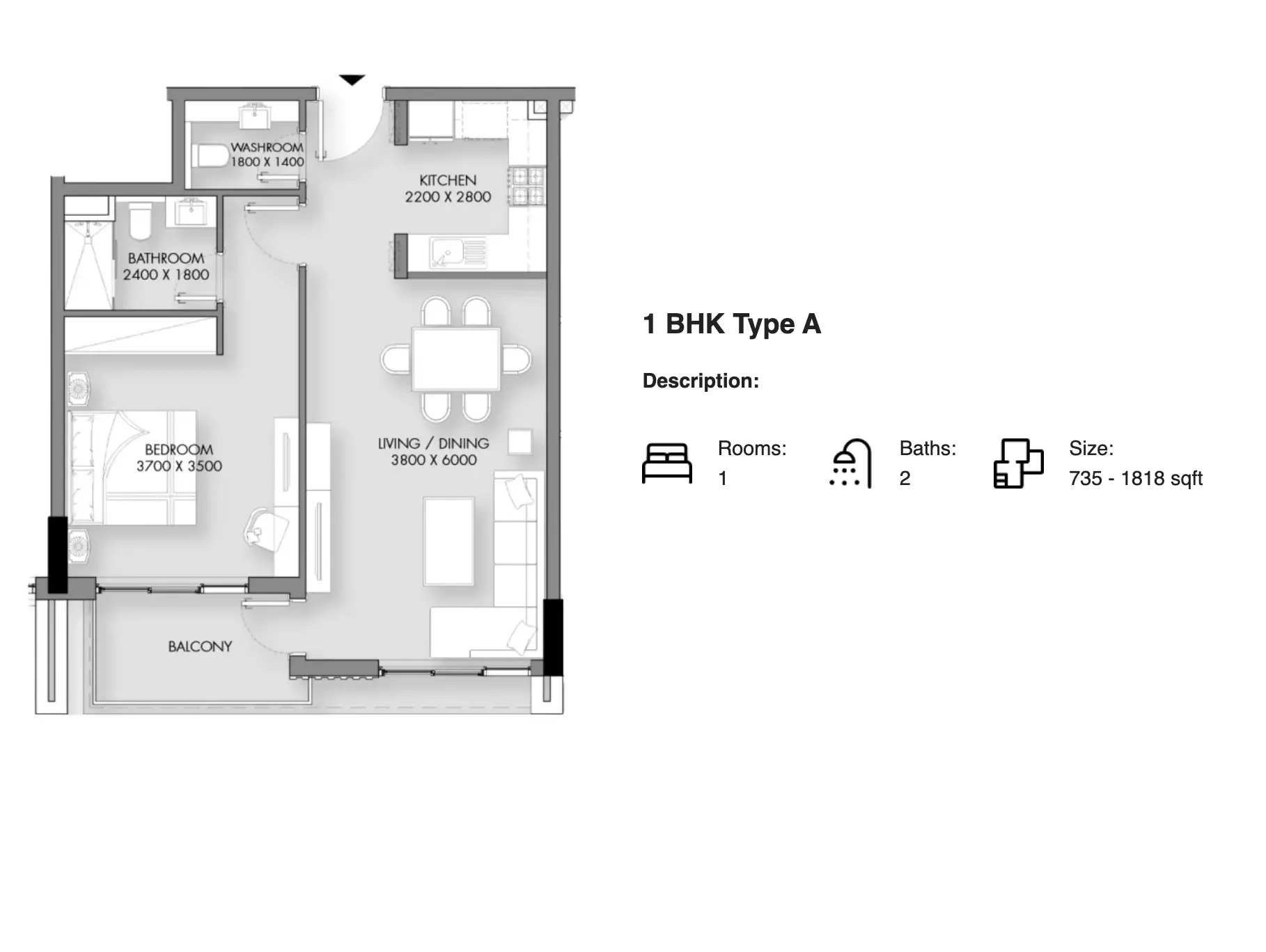 typeSize floor plan for Rose Garden Phase 2 by Roz Development