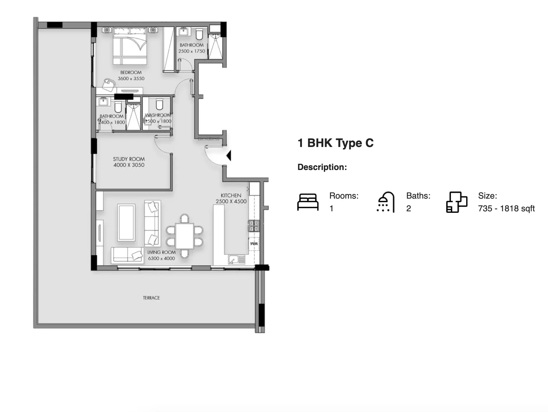 typeSize floor plan for Rose Garden Phase 2 by Roz Development