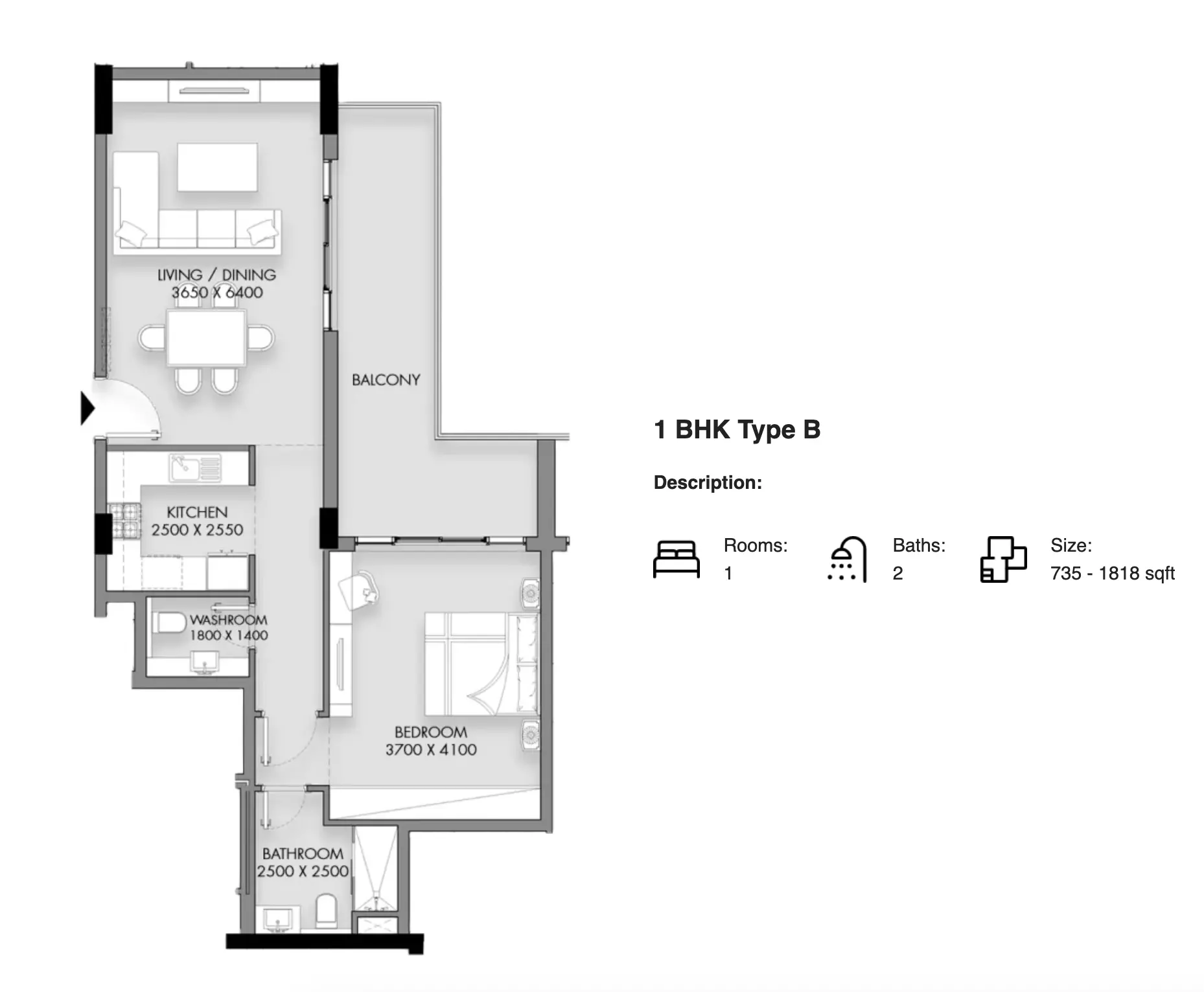 typeSize floor plan for Rose Garden Phase 2 by Roz Development