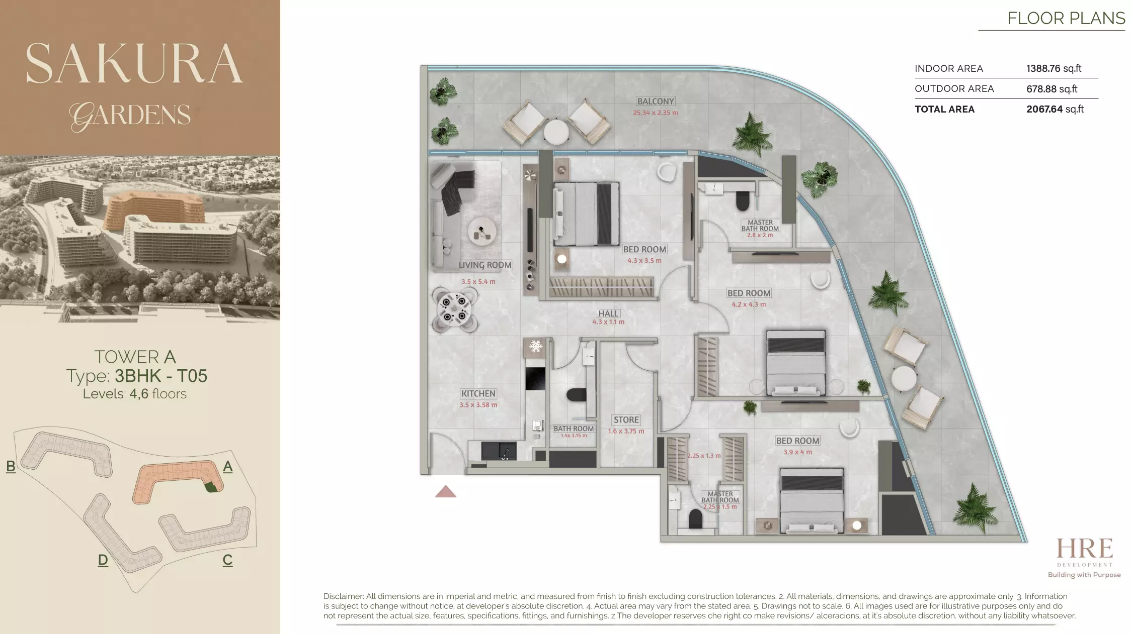 typeSize floor plan for Sakura Gardens