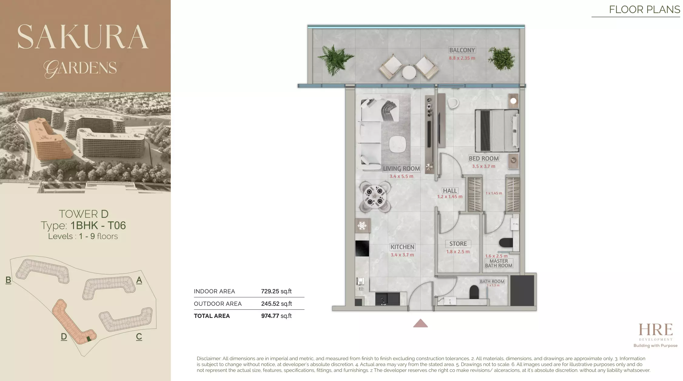 typeSize floor plan for Sakura Gardens