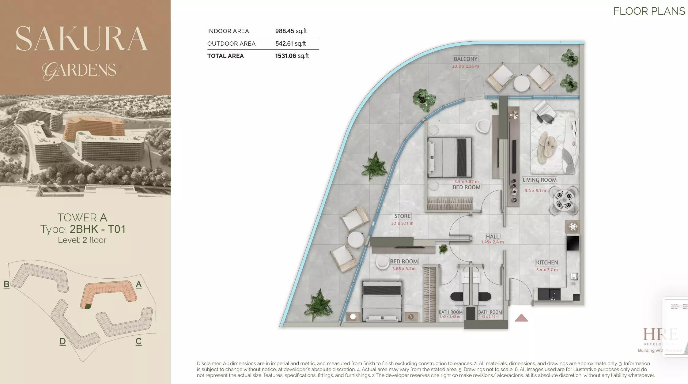 typeSize floor plan for Sakura Gardens